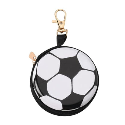 YALLNASL Soccer Basketball Volleyball Baseball Storage Bag Wallet Organizer Coin Pouch Keychain Case for Earplugs Earbuds Earphone - color: Soccer Keychain