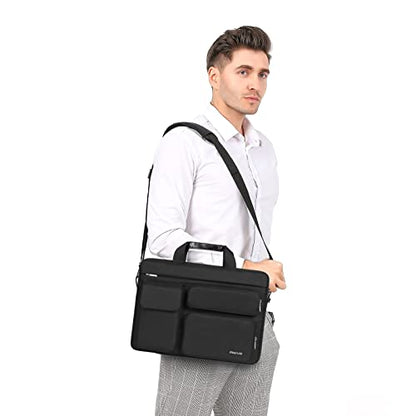 MOSISO Laptop Shoulder Bag 13 inch, 13 inch Computer Bag Compatible with MacBook Neo 13 inch/Air 13.6 M5 M4 M3 M2/Air 13 M1/Pro 13 M2 M1 with 2 Raised&1 Flapover&1 Horizontal Pocket&Handle&Belt, Black - color: Black, size: 13 inch