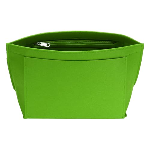 uxcell Purse Organizer Insert, Medium Felt Handbag Organizer Bag Storage & Finishing Inner Bag Liner with Zipper for Chic Backpack Tote Shoulder Bags, Grass Green - color: Grass Green, size: Medium