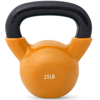 JFIT Kettlebell Weights Vinyl Coated Iron - style: 25lb (Orange)
