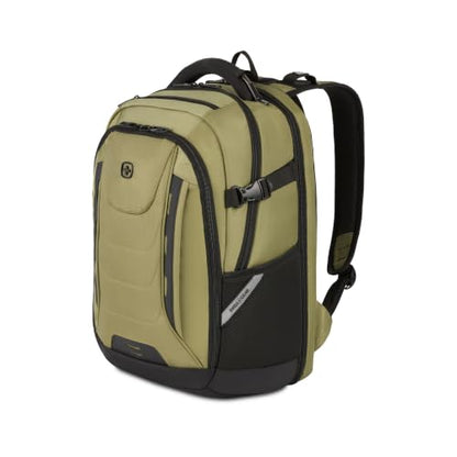 SwissGear Travel Tech Pro Laptop Backpack – Fits Laptops up to 16” – ScanSmart TSA-Friendly Backpack with Multiple Organizer Pockets – Olive - color: Olive, style: Travel Tech Pro