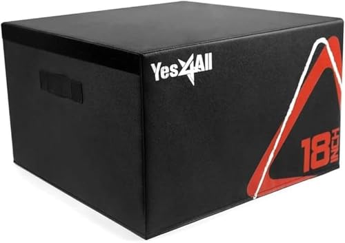 Yes4All Adjustable Soft Plyo Box, Jumping Trainer - For Plyometric Exercises and Conditioning, Multiple Height Variations - color: F. Black - 18"