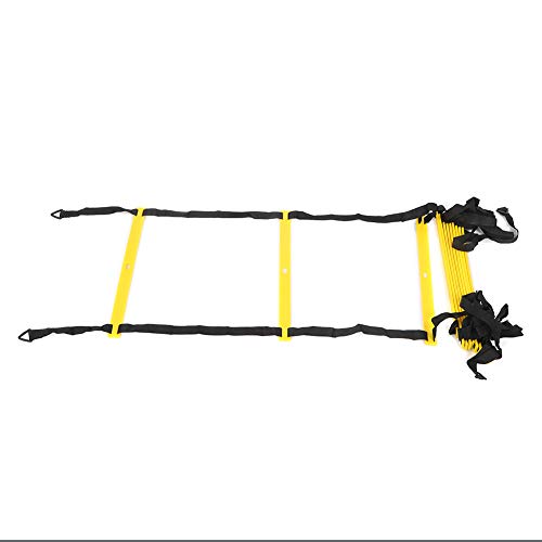 12 Rungs Soft Agile Step Ladder, Football Training Ladder, Adjustable Spacing Speed Ladder with Triangular Hook for Grass, Reinforced Belt for Coordination and Warm - Up