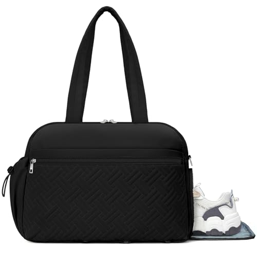 SYTRAH Gym Bag for Women, Lightweight Workout Duffle Bag with Shoe & Wet Separation for Gym, Yoga, Travel & Overnight, Stylish Sports Bag with Adjustable Shoulder Strap Black - color: Black(Shoes compartment)