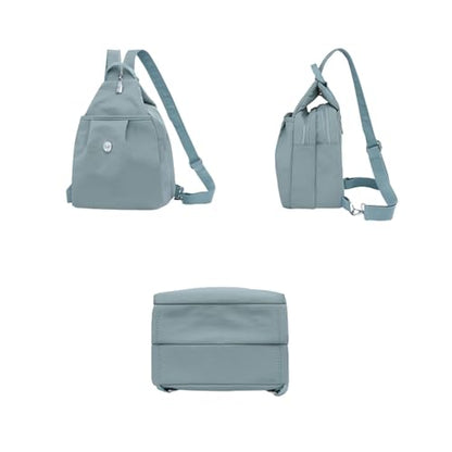 Convertible Mini Backpack for Women – Nylon Chest Bag and Shoulder Daypack with Multiple Pockets, Lightweight & Waterproof (White) - color: White