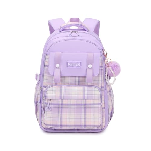 MUSEVOS Girls Backpack, Ideal School Backpack for Girls from Elementary to Teen Years, Kawaii Bookbag Cute Large Capacity - color: Purple