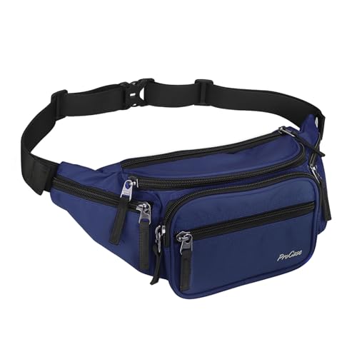 ProCase Fanny Pack Waist Packs for Men Women, Waist Bag Hip Pack for Travel Hiking Running Outdoor Sports - color: Navy, size: Large