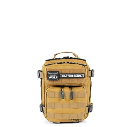 WOLFpak 9L Mini Tactical Backpack for Men & Women | Compact, Small Everyday Carry Bag for Gym, School, Travel | Durable, Water-Resistant Daypack with Molle System and Patch Panel (Khaki) - color: Khaki