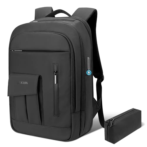 Backpack for Men Business Travel Laptop Backpack with USB Charger Lightweight Anti-Theft Water-Resistant Fits 15.6 Inch Laptop for Commute Travel Daily Work College with Small Bag (Black, 15.6MAX") - color: Black, size: 15.6MAX", style: With Pocket