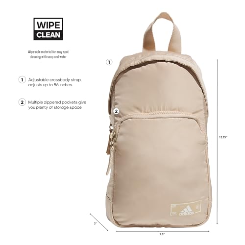 adidas Essentials Sling Small Crossbody Bag for Women and Men (5L), Magic Beige/Off White/Gilver/2.0, One Size - color: Magic Beige/Off White/Gilver/2.0