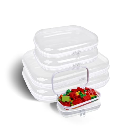 Clear Hard Shell Zipper Case,6PCS Transparent Clear Zipper Pouches,Hard Side Plastic Case Set,Portable Travel Storage Organizer Bins - color: 6pcs-LMS