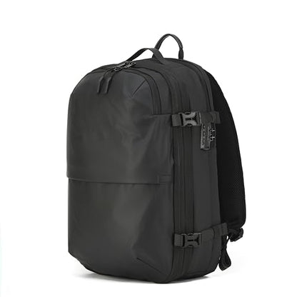 LIGHTGO] Travel-friendly Vacuum Packing Backpack with Built-in Air Pump, Portable Compression Cube, TSA-approved Lock, and Waterproof for College Students and Family Trips.