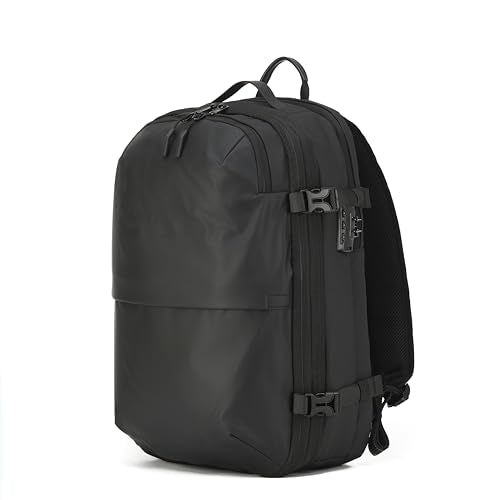 LIGHTGO] Travel-friendly Vacuum Packing Backpack with Built-in Air Pump, Portable Compression Cube, TSA-approved Lock, and Waterproof for College Students and Family Trips.