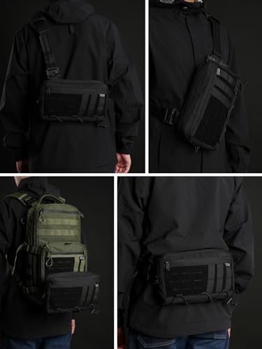 TACTICAL_GEEK Cache L3C EDC Sling Bag Chest, Lightweight Shoulder Daypack, Travel Hiking Concealed Carry, Crossbody Bag, Tactical Backpack, Hiking Ambidextrous Strap (1000D-Black) - color: L3c-black