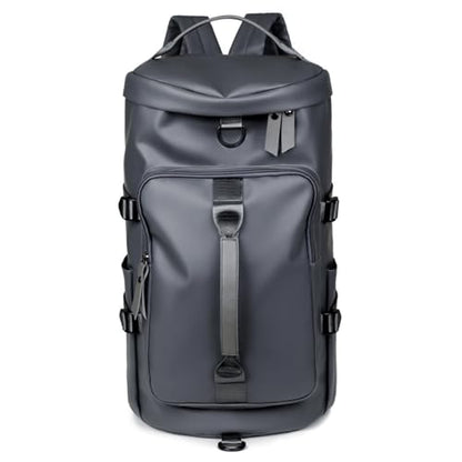 Travel Backpack, Men's Sports Dry and Wet Separate Gym Bag, PU Material Training Portable Shoulder Crossbody Bag, Unisex(Grey) - color: Gray