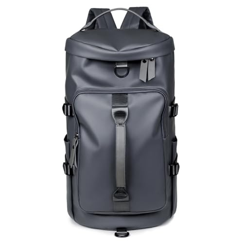 Travel Backpack, Men's Sports Dry and Wet Separate Gym Bag, PU Material Training Portable Shoulder Crossbody Bag, Unisex(Grey) - color: Gray