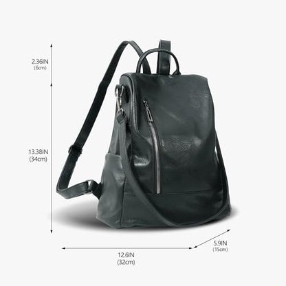 Women Backpack Purse PU Leather Anti-theft Casual Shoulder Bag Fashion Ladies Satchel Bags - color: Black, size: Medium