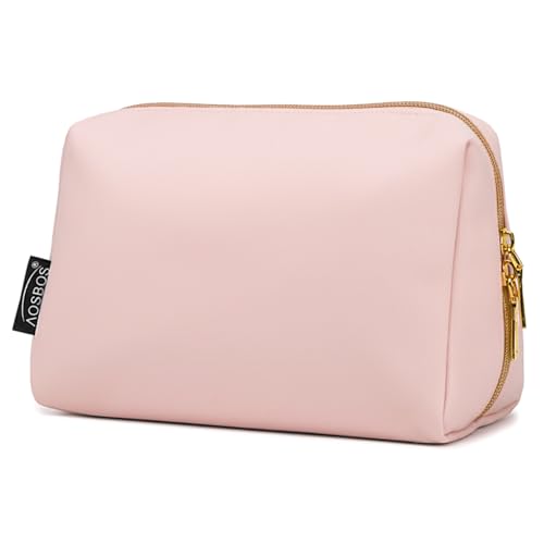 Aosbos Small Makeup Bag Travel Size Cosmetic Bags for Women Small Zipper Pouch with Inner Compartments | Idea for Purse Organizer (Pink) - color: Pink