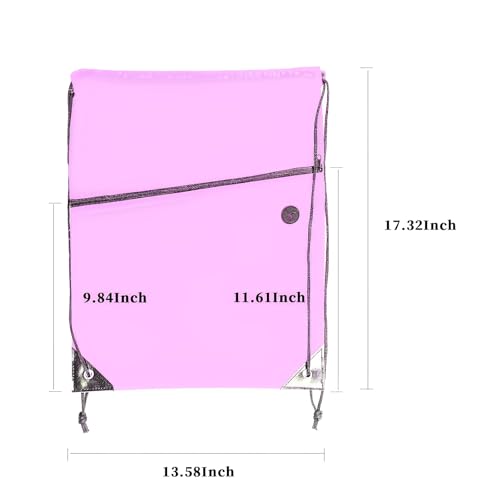 CODOBON Lightweight Drawstring Backpack with 2 Compartments Holds 14" Laptop & Shoes | Foldable |big Zip Pocket with Cable Port | Economical for Gym, Travel,Daliy (20, Pink) - color: Pink