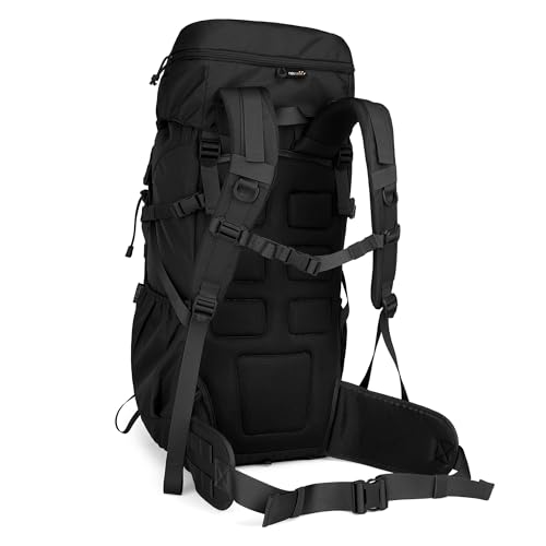 Mardingtop 50L Hiking Backpack,Backpacking Backpack with Rain Cover for Hiking,Backpacking,Rucking,Camping,Survival - color: Black