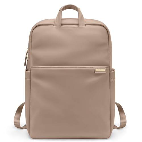 Slim Laptop Backpack for Women, Lightweight Business Backpack for Women Computer Bag Purse for Commuting, Fit 17.3 Inch, Champagne Brown - color: Champagne Brown, size: 17.3 Inch