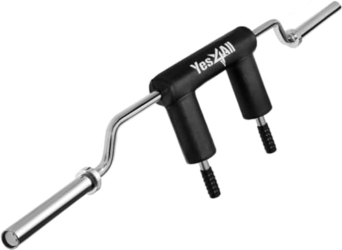 Yes4All Multi Grip Barbell & Cable Attachment - Swiss Bar, American Bar for Greater Range of Motion, with 2 Collars, Fits Olympic Weight Plates - Home Gym & Support Pressing, Lifting & Curls - color: C. Squat Bar