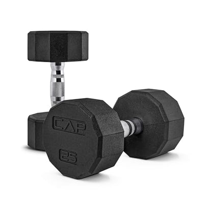 CAP Barbell Coated Dumbbell Weight | Multiple Options Pairs & Sets - size: 25 lb - Pair, style: 12-Sided - Chrome Handle
