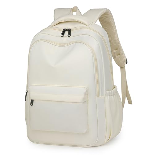 Cute College Backpack for School Aesthetic Backpack for Teen Girls Students Laptop Bag Large Capacity Bookbags Kids Travel Lightweight Backpacks for Casual Daypacks School Bag Solid Color(White) - color: White