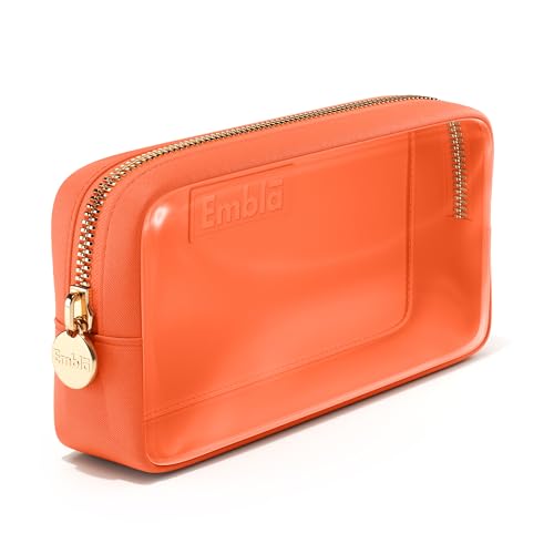 Embla Medium Clear Makeup Bag Travel for Toiletries Cute Make Up Nylon Organizer Pouches Quart Size Cosmetic Bags for Women Girls Zipper Toiletry Skincare Pouch Organizer for Purse Orange - color: Peach, size: Small