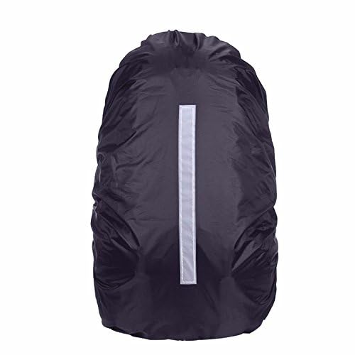 Hi-Visibility Backpack Rain Cover with Reflective Strip 100% Waterproof Ultralight Backpack Cover, Storage Pouch, for Hiking, Camping, Biking, Outdoor, Traveling - color: Black 1 Pack