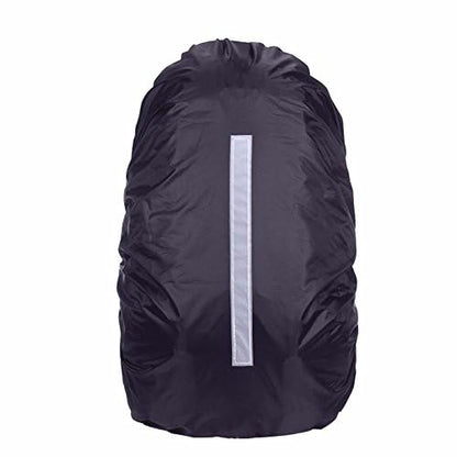 Hi-Visibility Backpack Rain Cover with Reflective Strip 100% Waterproof Ultralight Backpack Cover, Storage Pouch, for Hiking, Camping, Biking, Outdoor, Traveling - color: Black 1 Pack