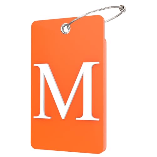 Gostwo 2 Pack Luggage Tags for Suitcases, 26 Initial Letter Travel Luggage Baggage Identification Labels ID Tag Fully Bendable Tags with Stainless Steel Loop (Orange) (Letter M) - color: Orange, size: Large M
