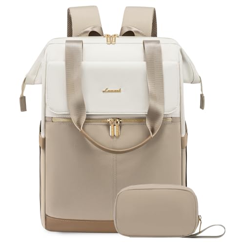 LOVEVOOK 18 Inch Laptop Backpack for Women, Large Capacity Travel Backpack with Organizer Bag, Waterproof Carry on Backpack Purse Work Bag with USB Port for College Teacher Nurse, 2PCS - color: Beige - Khaki, size: 18" - 2pcs