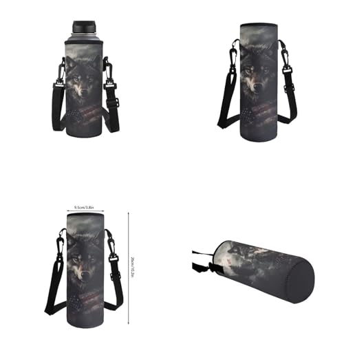 American Flag Wolf Backpack for Kids Boys Backpack with Lunch Box Water Bottle Bag and Soft Pencil Case 4PCS Set Bookbag with Front Pocket for School 17" Sturdy School Bag with Side Pocket - color: American Flag Wolf
