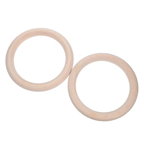 PRETYZOOM 2pcs Wooden Gymnastics Rings Set with Adjustable Straps for Full Body Calisthenics Training and Pull Ups, Sturdy Birch Wood Exercise Rings for Home Gym and Strength Workout