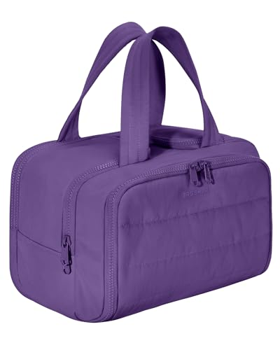 BAGSMART Travel Toiletry Bag, Puffy Toiletry Bag for Women, Wide-open toiletry bags for traveling, Large Travel Cosmetic Makeup Bag Organizer for Accessories,Toiletrie (Dark Purple) - color: f-Dark Purple