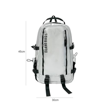Water-Resistant Backpack for Men Women Large Daypack Hiking Work Durable Laptop Backpack Outdoor Commuter Bag (Silver) - color: Silver