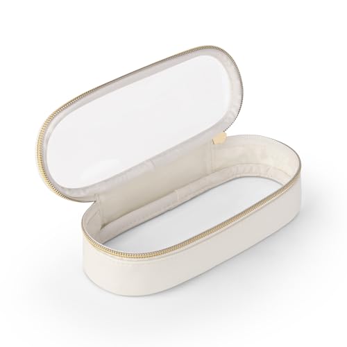Soimeat Clear Travel Makeup Brush Holder, Leather Makeup Brush Toiletry Bag, Portable Cosmetic Brush Case, Transparent Waterproof Makeup Brush Storage Bag, White - color: White, size: Small