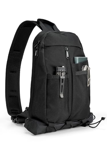 VIPERADE UGS1 Casual Daypack Shoulder Sling Bag Small Outdoor Chest Pack for Men Traveling, Hiking, Camping (Black) - color: Black