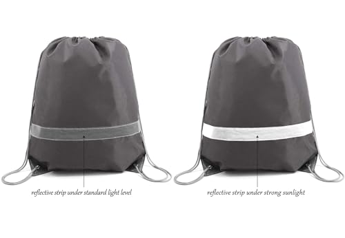 BeeGreen Grey Drawstring Backpacks - 20 Pieces Heavy Duty, Machine Washable, Lightweight, Gray Outdoor Sport Bags for Men Women - color: Grey Gray