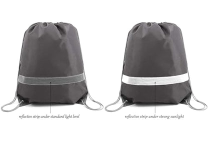 BeeGreen Grey Drawstring Backpacks - 20 Pieces Heavy Duty, Machine Washable, Lightweight, Gray Outdoor Sport Bags for Men Women - color: Grey Gray