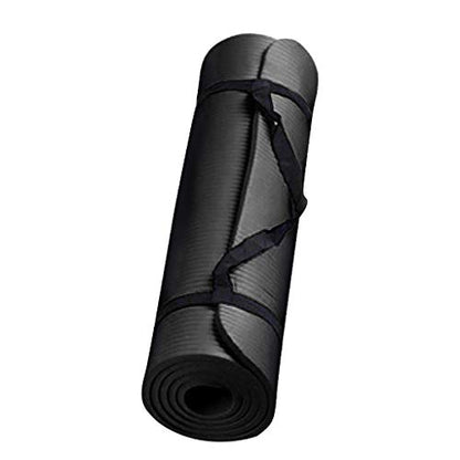 Black Yoga Mat, 1/4" High Density Extra Thick Anti-Tear Non-Slip Pilates Mat with Carrying Strap,Comfortable Pink Fitness Mat for Exercise,Fitness,Home Workout,Stretching,Pilates,Gym - color: Black