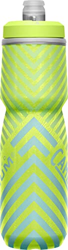 CamelBak Podium Chill Insulated Bike Squeeze Water Bottle, Cold Retention for Cycling, 24oz, Lime/Blue Stripe - color: Lime/Blue Stripe
