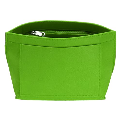 uxcell Purse Organizer Insert, Small Felt Handbag Organizer Bag Storage & Finishing Inner Bag Liner with Zipper for Chic Backpack Tote Shoulder Bags, Grass Green - color: Grass Green, size: Small