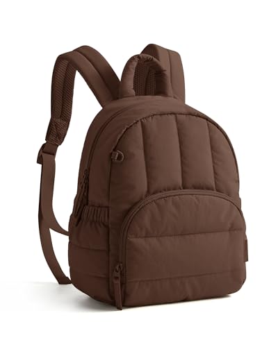 BAGSMART Mini Backpack for Women, Lightweight Puffer Small Backpack Purse, Quilted Casual Travel Daypack, Cute Water-Resistant Bookbag for Daily, Coffee Brown - color: Coffee Brown