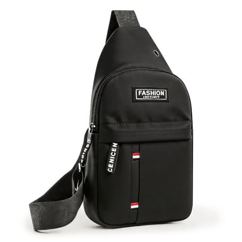Sling Bag for Men Women, Multipurpose Cross Body Chest Bag Small Sling Backpack,Shoulder Bag for Travel Hiking - color: Black