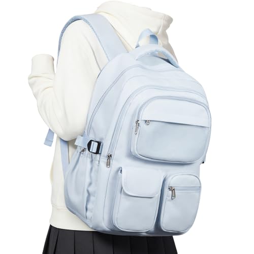 Backpack for School Teens Boys Girls, Large Capacity School bag for Men Women, Cute Bookbag for Students, Lightweight College backpack with lots of pockets(Blue) - color: Blue