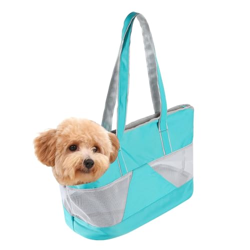 Pet Dog Purse Carrier Breathable Mesh Pets Puppy Cat Travel Outing Tote Bag Portable Cat Sling Carrier Transporter Tote Handbag Lightweight Dog Carrier Shoulder Bag with Thicken Bags Base - color: light blue