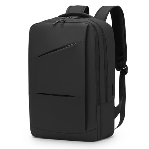 15.6 Inch Laptop Backpack for Men Women, 22L Business Travel Backpack W/USB Charging Port. Water Resistant Work Bookbag, Black - color: Black