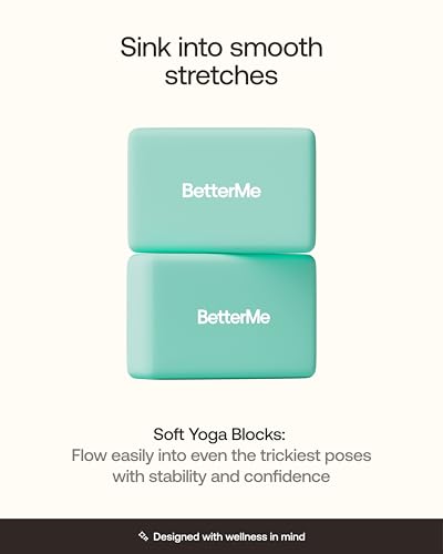 BetterMe Yoga Blocks Set of 2 – High Density Foam Yoga Blocks for Stretching, Pilates & Workouts – Lightweight Non-Slip Exercise Blocks for Flexibility & Balance - color: Subtle Mint